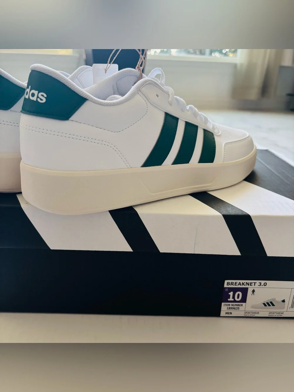 Adidas Breaknet 3.0 White Green Classic Sneakers Men’s Size 10 Style JR3549